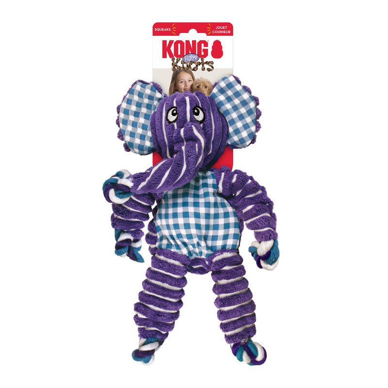KONG Floppy Knots Elephant Squeaky Tug Dog Toy - Medium/Large