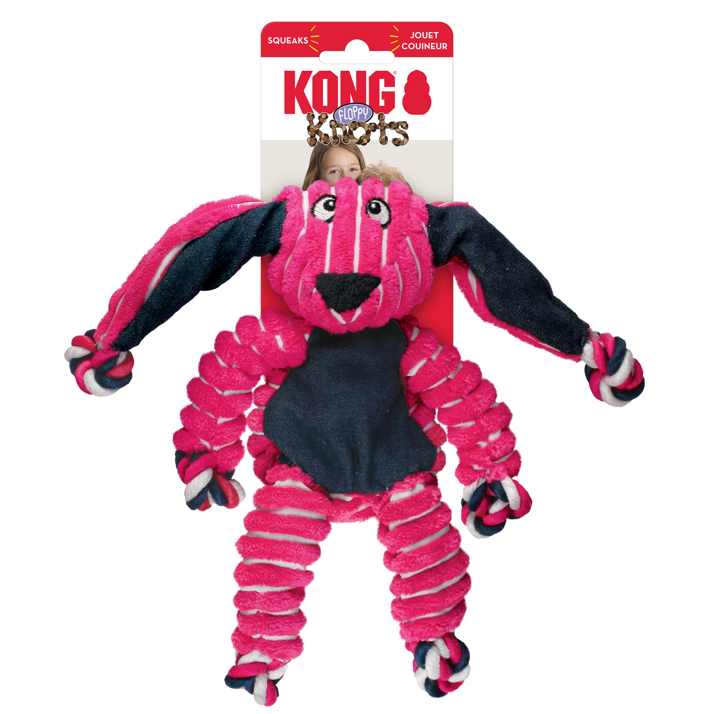 KONG Floppy Knots Bunny Squeaky Tug Dog Toy - Small/Medium
