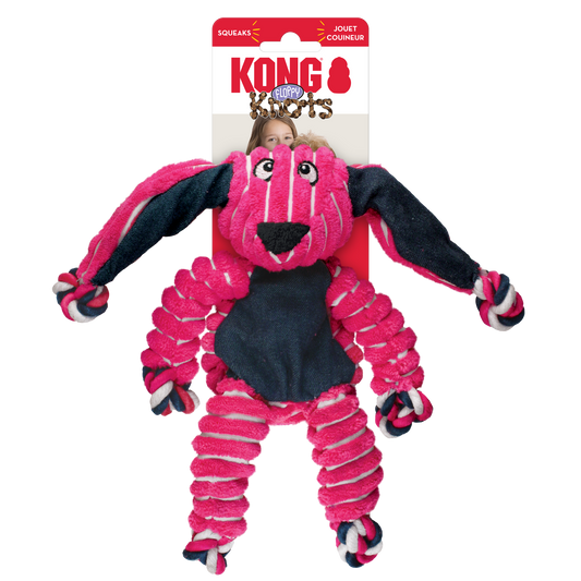 KONG Floppy Knots Bunny Squeaky Tug Dog Toy - Small/Medium