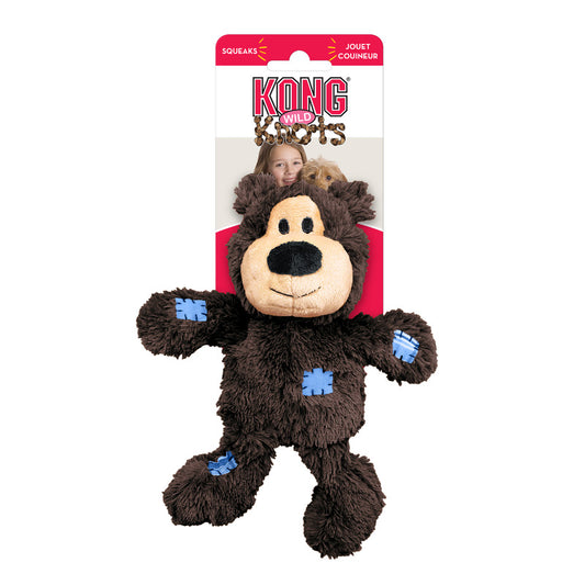 KONG WildKnots Bears Squeaky Plush Dog Toy - Small/Medium (18cm)