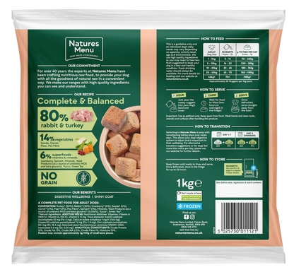 Natures Menu Complete & Balanced 80/20 Nuggets Rabbit & Turkey 1kg
