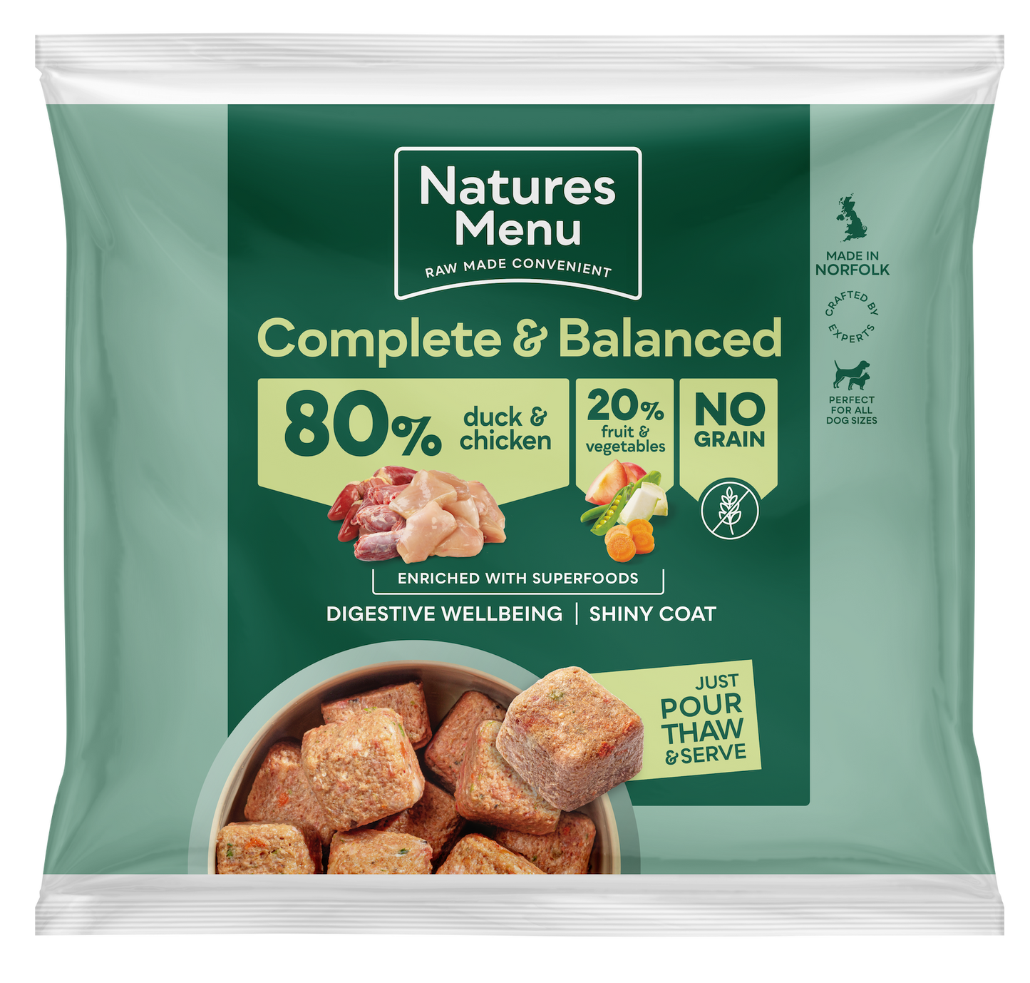 Natures Menu Complete & Balanced 80/20 Nuggets Duck & Chicken 1kg