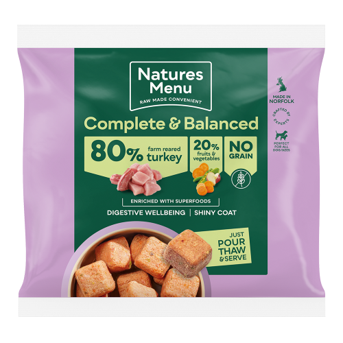 Natures Menu 80/20 Complete & Balanced Frozen Nuggets - Turkey With Superfoods 1kg
