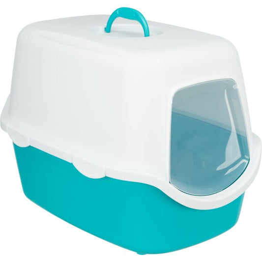 Trixie Vico Hooded Cat Litter Tray Turquoise & White