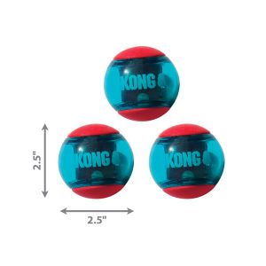 KONG Squeezz Action Squeaky Fetch Dog Toy - Medium Red 3-Pack