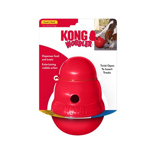 KONG Wobbler Interactive Treat Dispensing Dog Toy - Small Red (15cm)