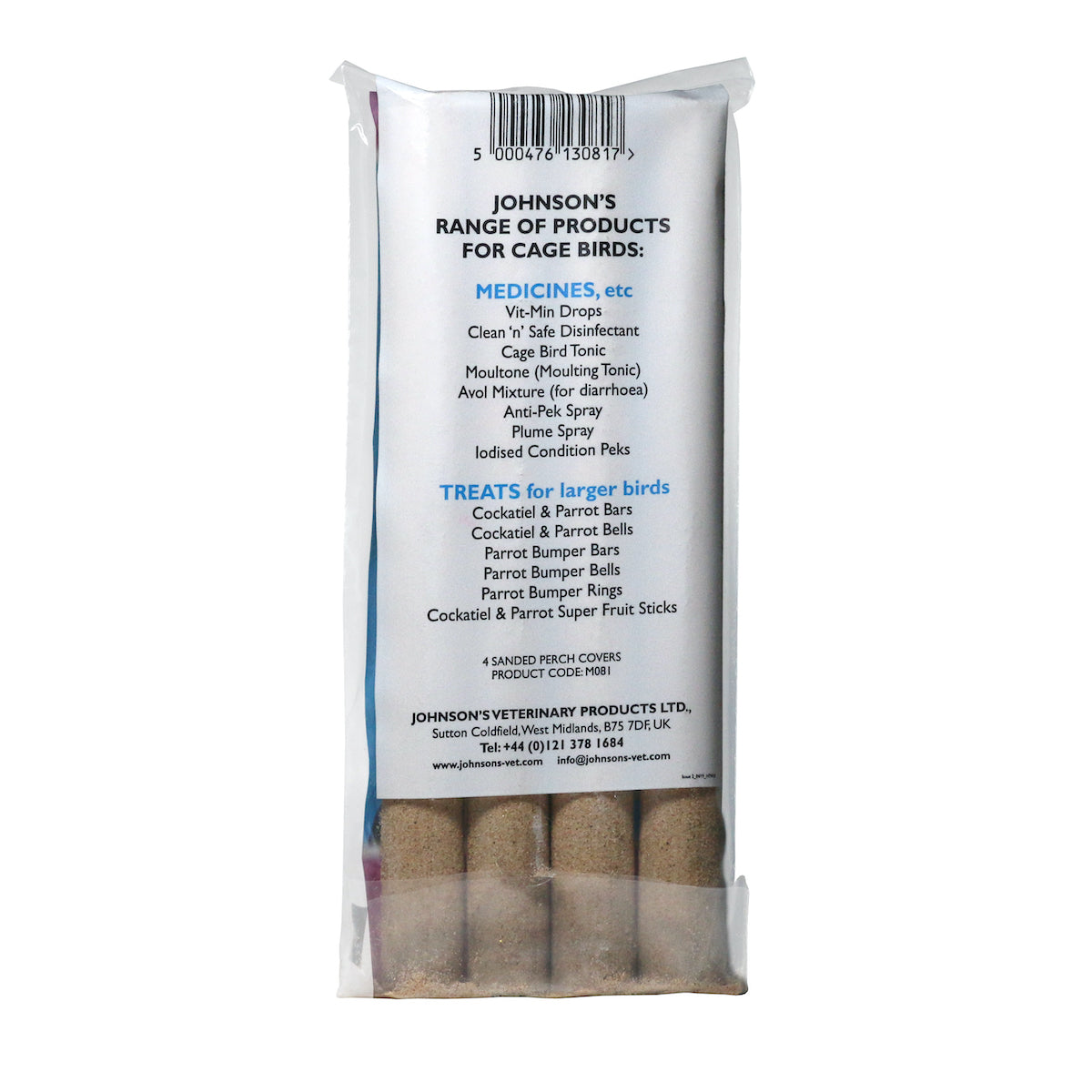 Johnson's Large Sanded Perch Covers for cockatiels, parrots 4 pack