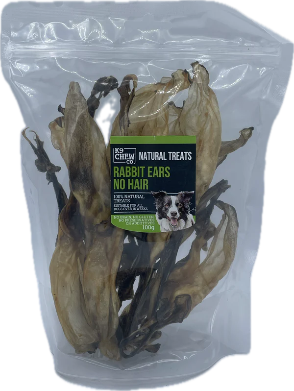 K9 Chew Co Rabbit Ears (No Hair) 100g