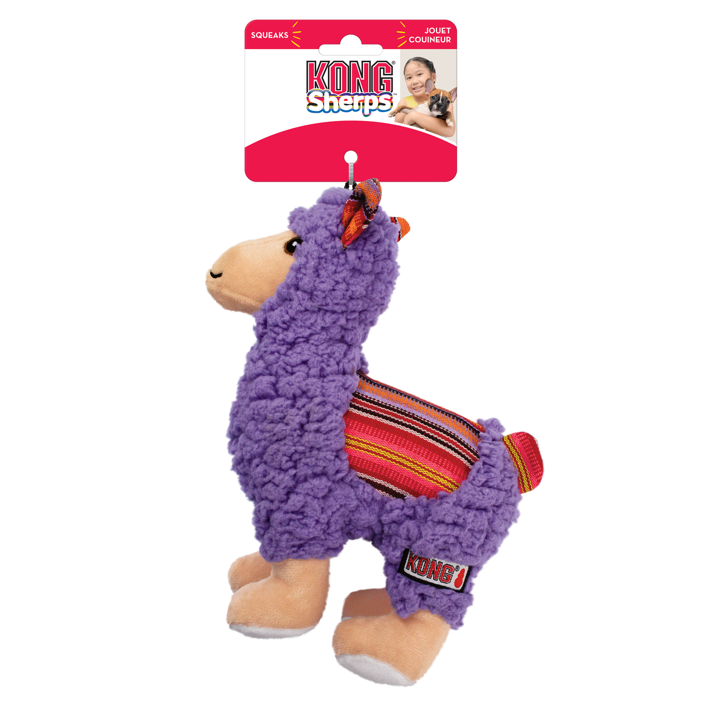 KONG Sherps Llama Squeaky Plush Dog Toy - Medium