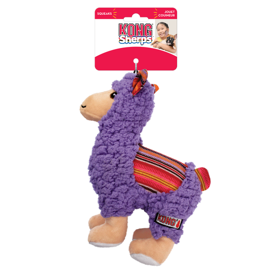 KONG Sherps Llama Squeaky Plush Dog Toy - Medium