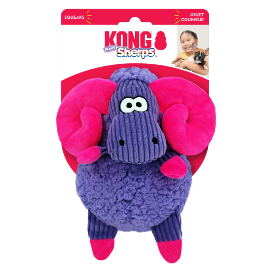 KONG Sherps Floofs Big Horn Squeaky Plush Dog Toy - Medium
