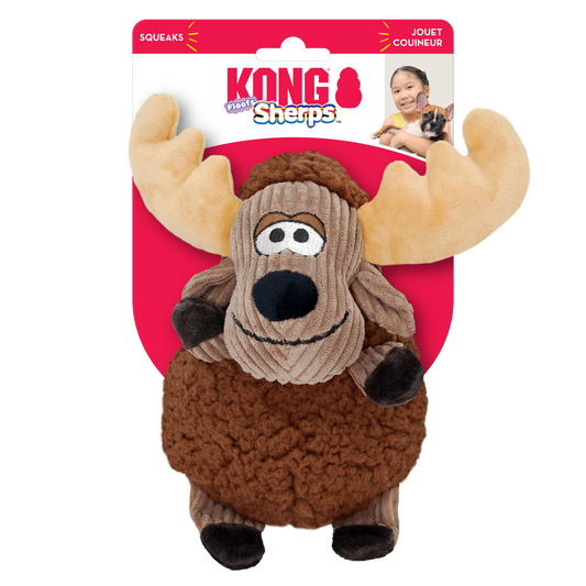 KONG Sherps Floofs Moose Squeaky Plush Dog Toy - Medium