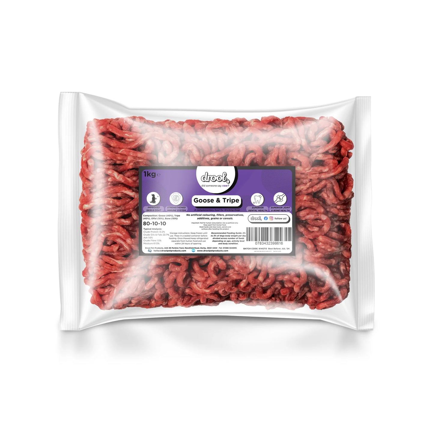 Drool Goose & Tripe Free Flow Mince 1kg