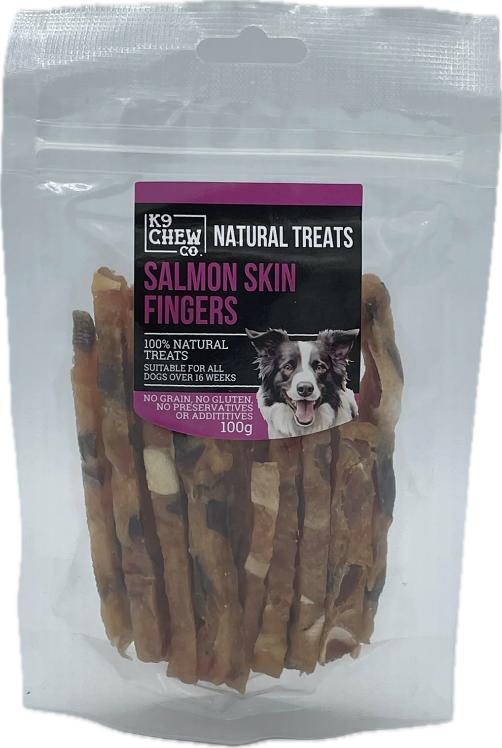 K9 Chew Co. Natural Salmon Skin Fingers 100g