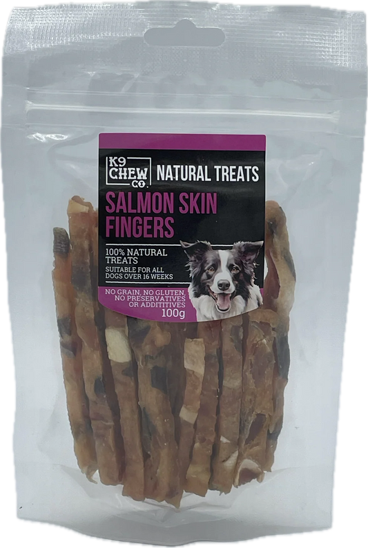 K9 Chew Co. Natural Salmon Skin Fingers 100g