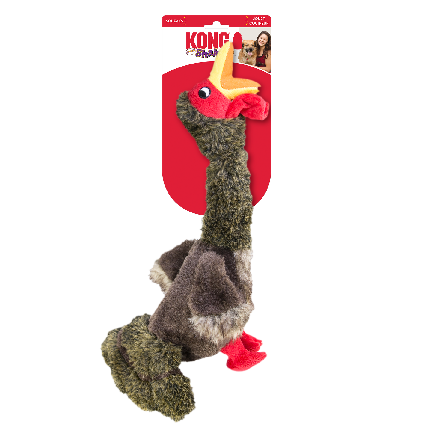 KONG Shakers Honkers Turkey Squeaky Tug Dog Toy - Large