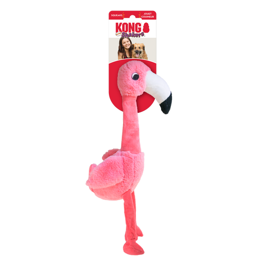 KONG Shakers Honkers Flamingo Squeaky Tug Dog Toy - Small