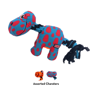 KONG Signature Dynos Squeaky Plush Dog Toy - Medium Assorted