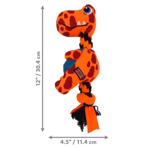 KONG Signature Dynos Squeaky Plush Dog Toy - Medium Assorted