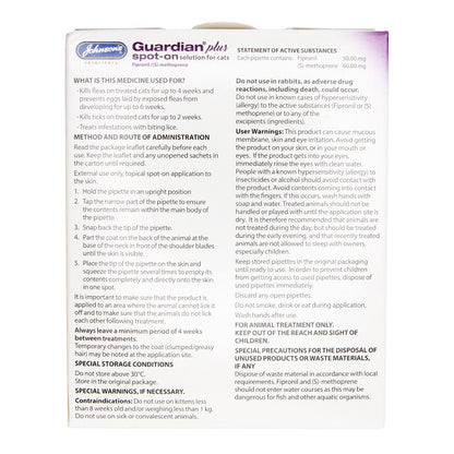 Johnson's Guardian Plus Spot-on for Cats over 1kg 3 TREATMENTS