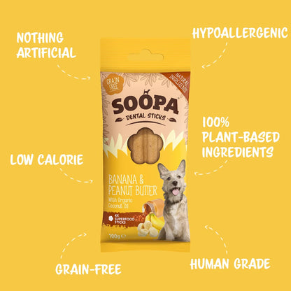 Soopa Banana & Peanut Butter Dental Sticks 100g