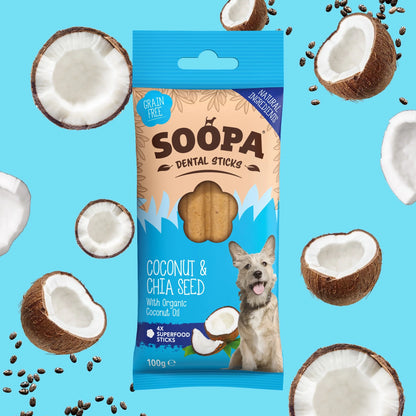 Soopa Coconut & Chia Seed Dental Sticks 100g