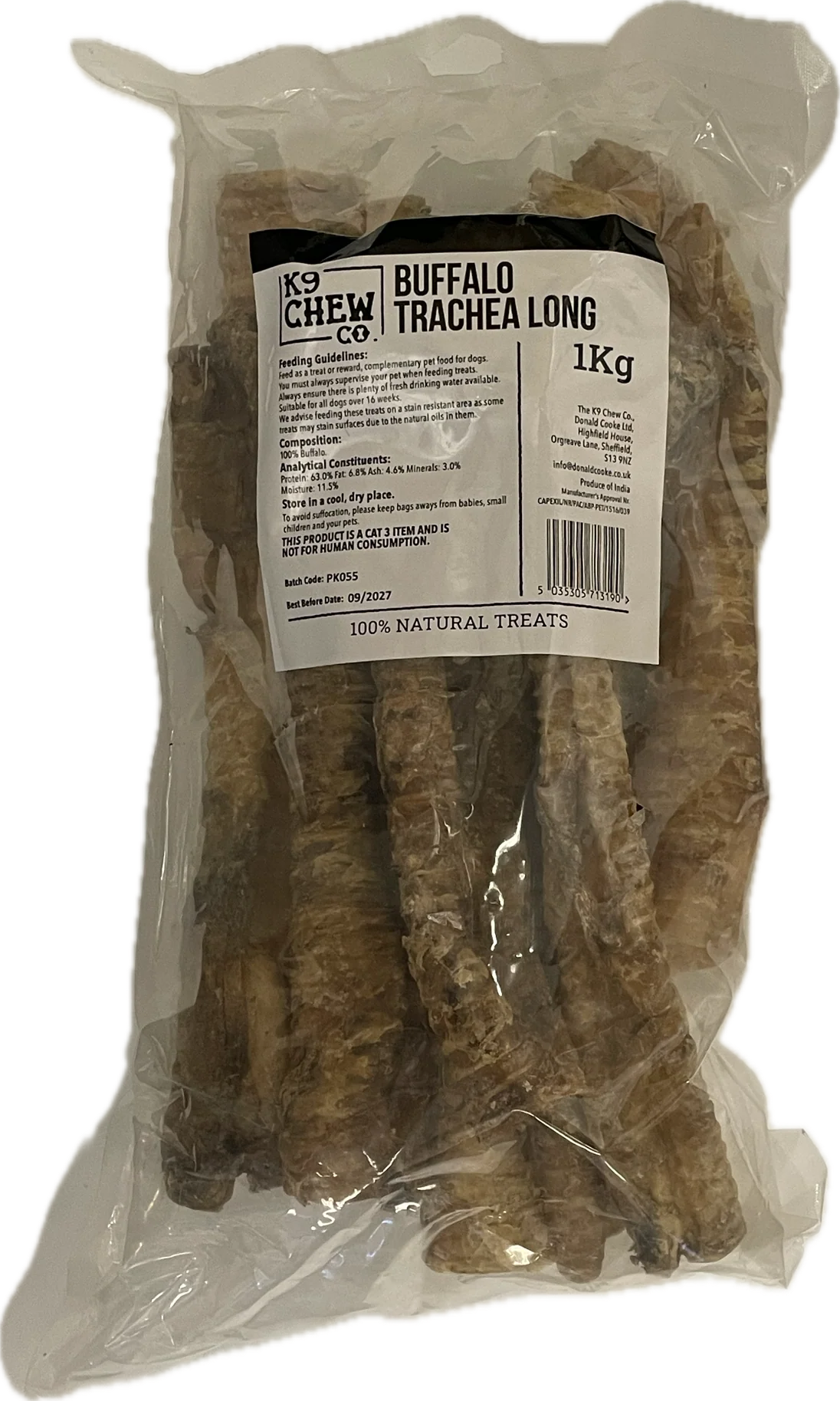 K9 Chew Co. Buffalo Trachea Large 1kg