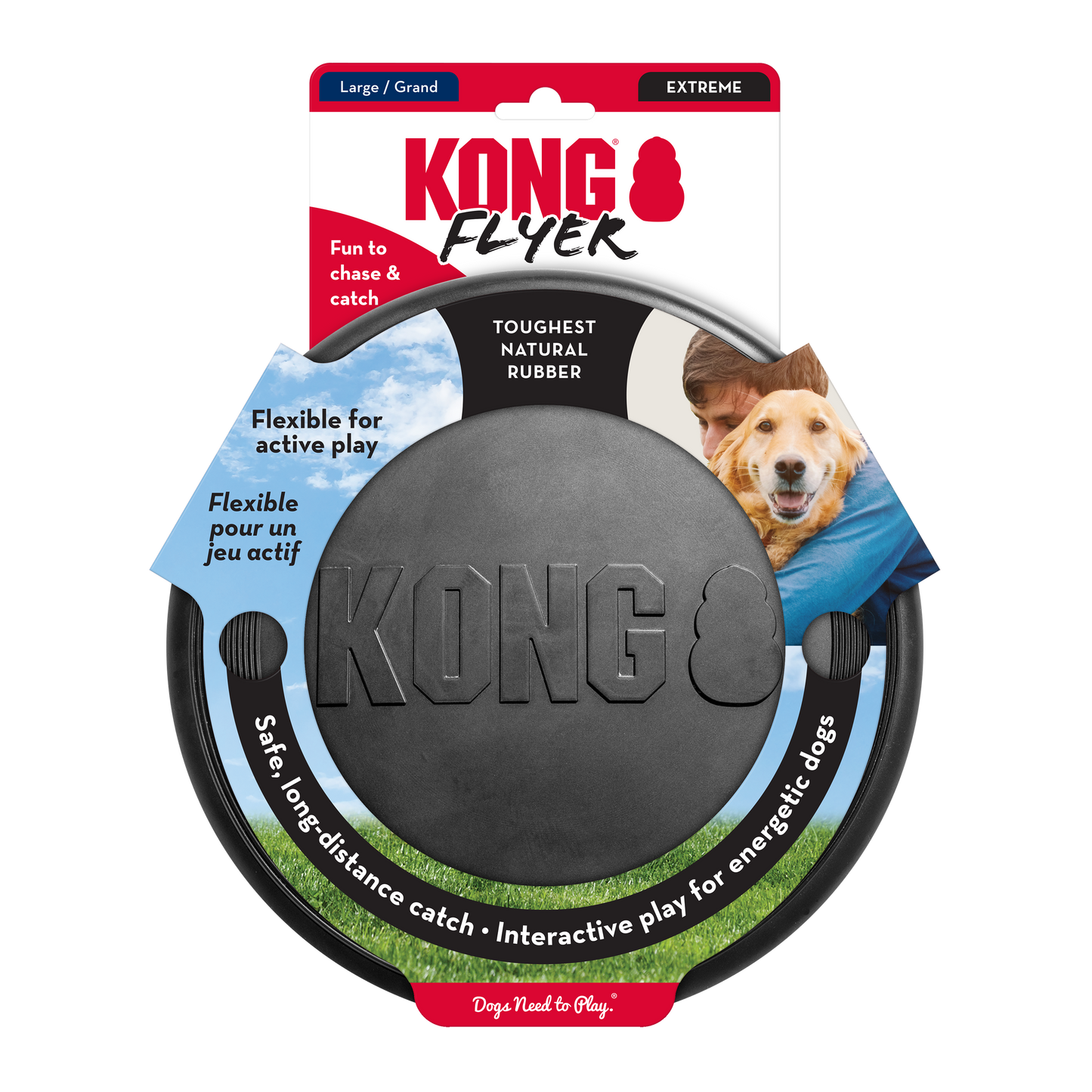 KONG Flyer Extreme Durable Flying Disc Dog Toy - Large Black