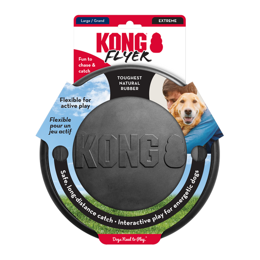 KONG Flyer Extreme Durable Flying Disc Dog Toy - Large Black