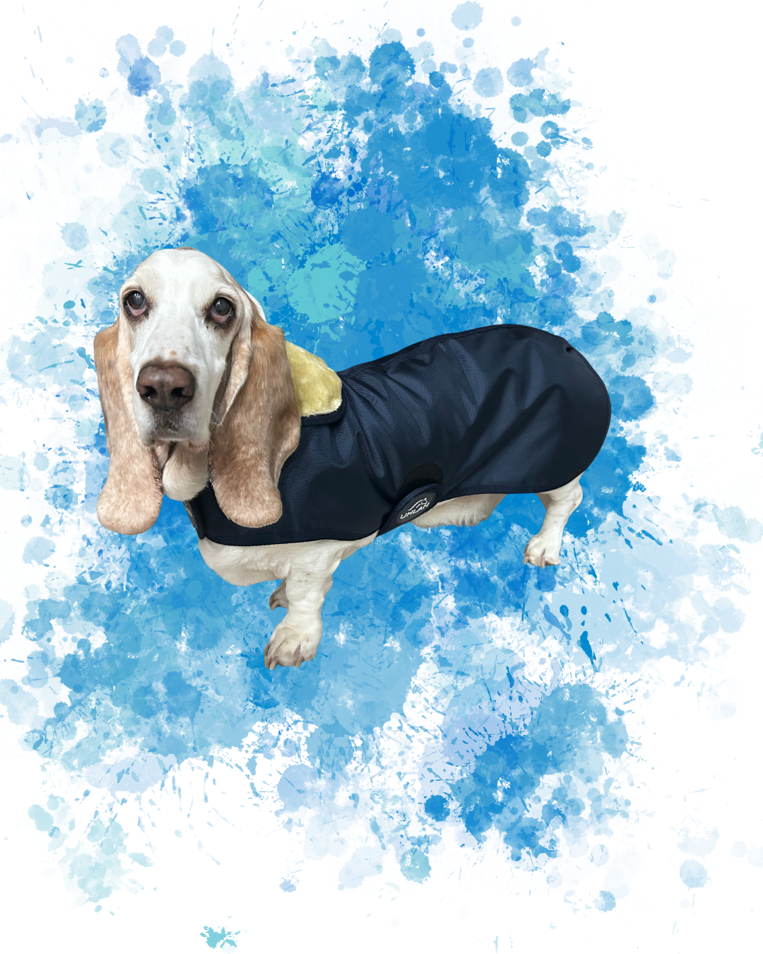 Uhlan Navy Waterproof Dog Coat Faux Fur Lined - Extra Large