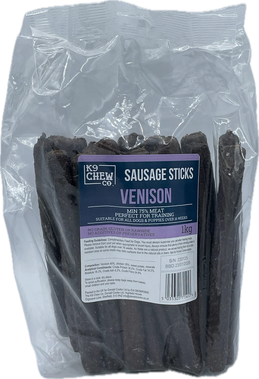 K9 Chew Co. Venison Sausage Sticks 1kg