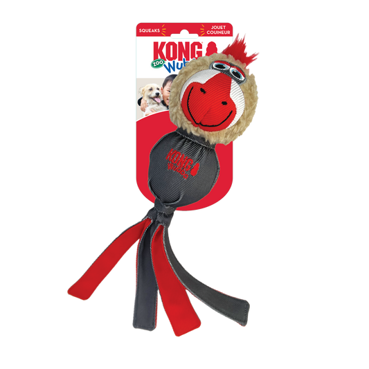 KONG Wubba Zoo Mandrill Squeaky Plush Dog Toy - Large