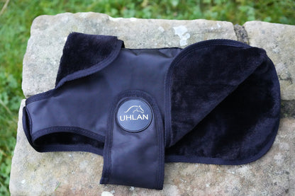 Uhlan Black Waterproof Dog Coat Faux Fur Lined - Extra Large