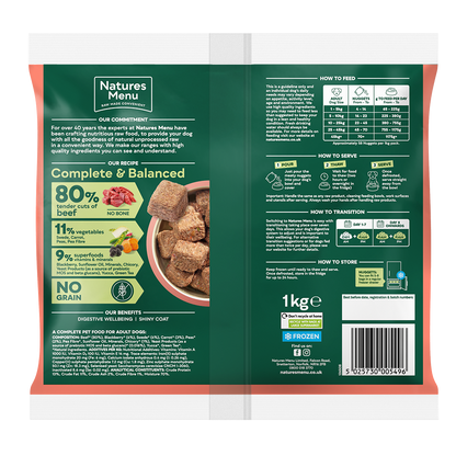 Natures Menu Complete & Balanced 80/20 Nuggets Beef 1kg