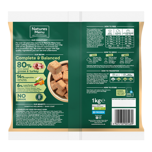 Natures Menu Complete & Balanced 80/20 Nuggets Turkey & Goose 1kg