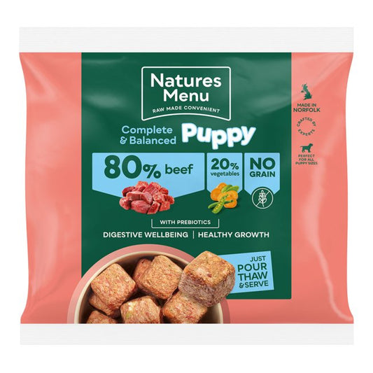 Natures Menu Puppy 80/20 Complete and Balanced Frozen Nuggets - Beef With Vegetables 1kg