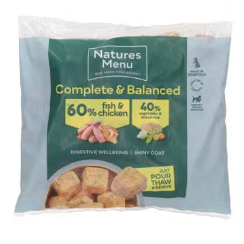 Natures Menu 60/40 Complete & Balanced Frozen Nuggets - Fish & Chicken 1kg