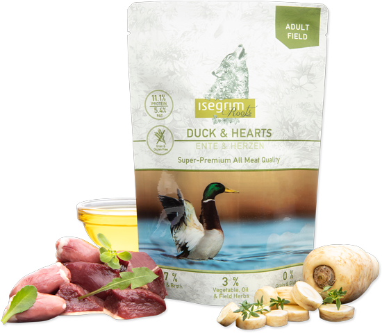 Isegrim Roots Duck + hearts Super Premium Wet Food 410g