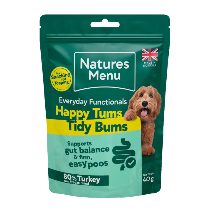 Natures Menu Everyday Functionals Happy Tums Tidy Bums Digestion Dog Treats 40g