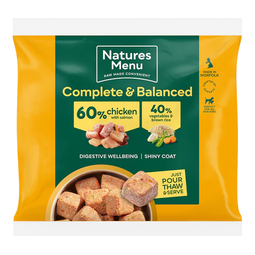 Natures Menu 60/40 Complete & Balanced Frozen Nuggets - Chicken & Salmon 1kg