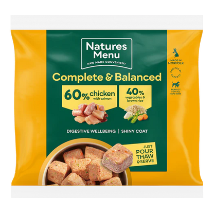 Natures Menu 60/40 Complete & Balanced Frozen Nuggets - Chicken & Salmon 1kg