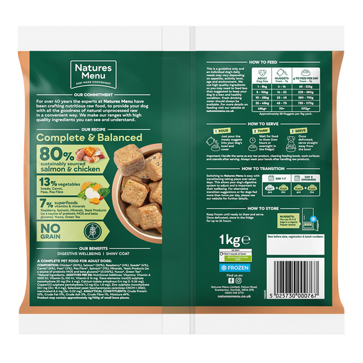 Natures Menu Complete & Balanced 80/20 Nuggets Chicken & Salmon 1kg