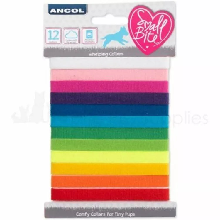 Ancol Puppy Whelping Collars Pack 12 Assorted Colours for Litter Identification
