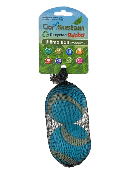 Gor Pets Sustain Ultima Ball Eco-Friendly Dog Toy 2-Pack Medium 6.5cm - Blue