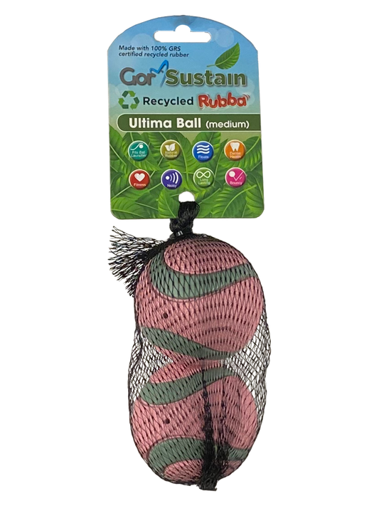 Gor Pets Sustain Ultima Ball Eco-Friendly Dog Toy 2-Pack Medium 6.5cm - Pink