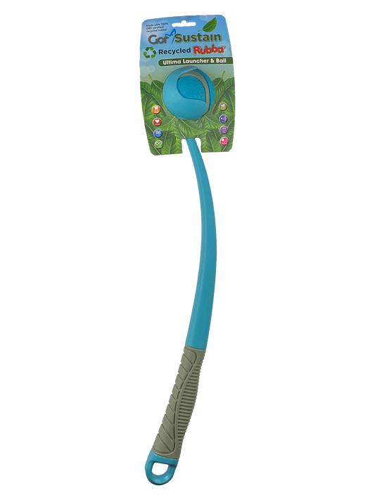 Gor Pets Sustain Ultima Launcher & Ball Eco-Friendly Dog Toy Medium 6.5cm - Blue