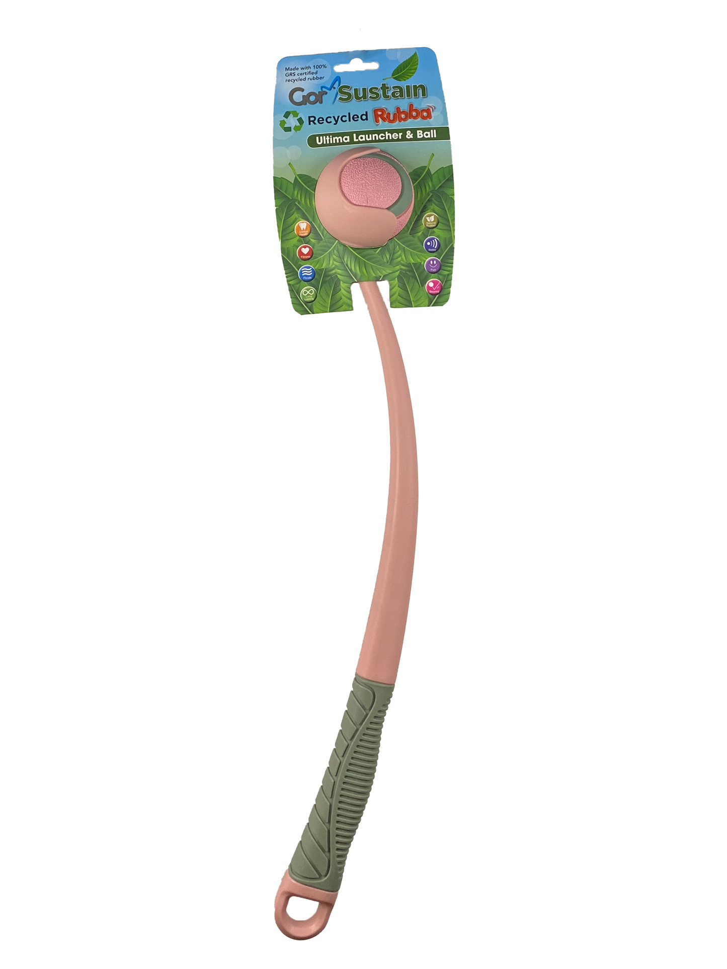 Gor Pets Sustain Ultima Launcher & Ball Eco-Friendly Dog Toy Medium 6.5cm - Pink