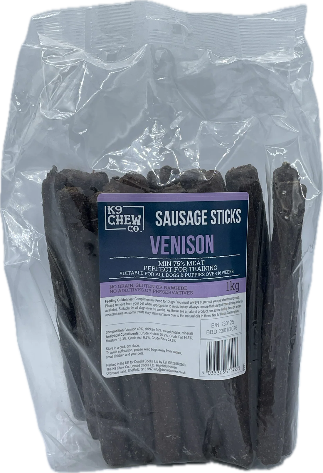 K9 Chew Venison Sausage Sticks 1kg