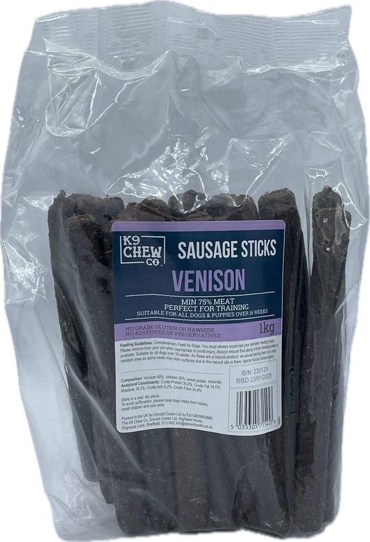K9 Chew Venison Sausage Sticks 1kg