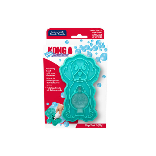 KONG ZoomGroom Gentle Rubber Grooming Brush for Dogs